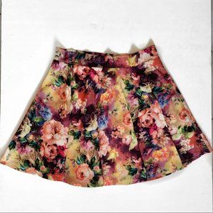 A-Line Neon Floral Skirt
